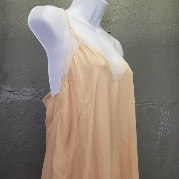 Zara Halter Tank Top Sz M Spaghetti Strap Lace Peach MoP Buttons Satin Coquette - Picture 3 of 11